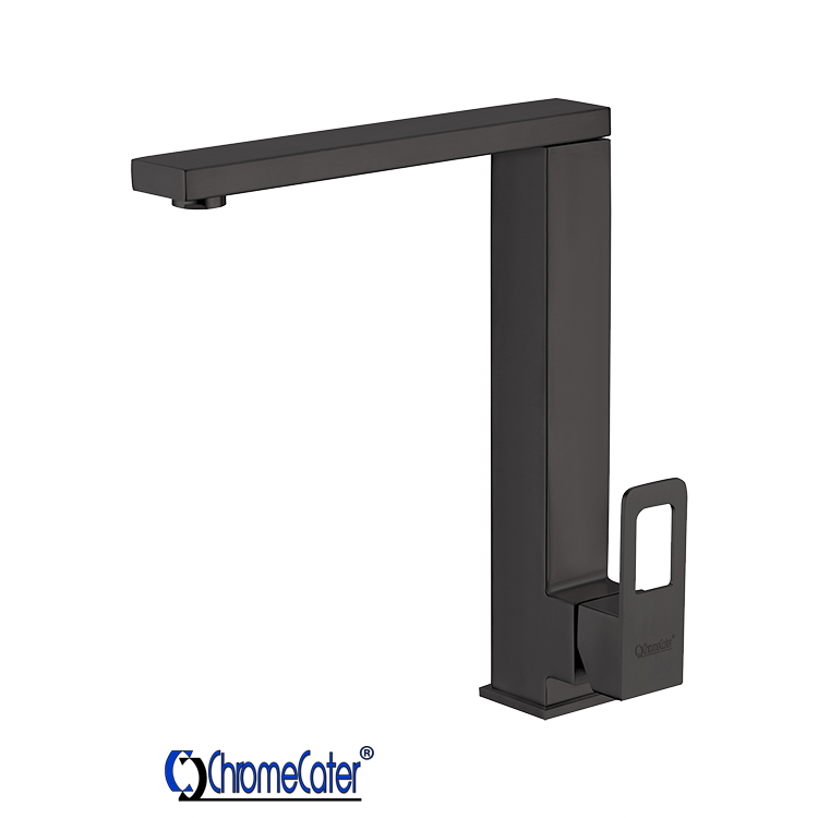 Single Lever Tall Square Spout Basin Mixer model MBF-20 black