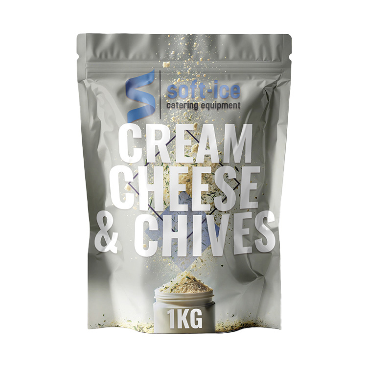 1Kg packet of Cream Cheese & Chives Spice from Soft-Ice Catering Equipment, perfect for adding a creamy and tangy flavour to snacks like popcorn and chips.